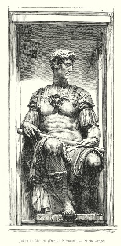 Julien de Medicis, Duc de Nemours, Michel-Ange (雕刻) 作者 意大利学校