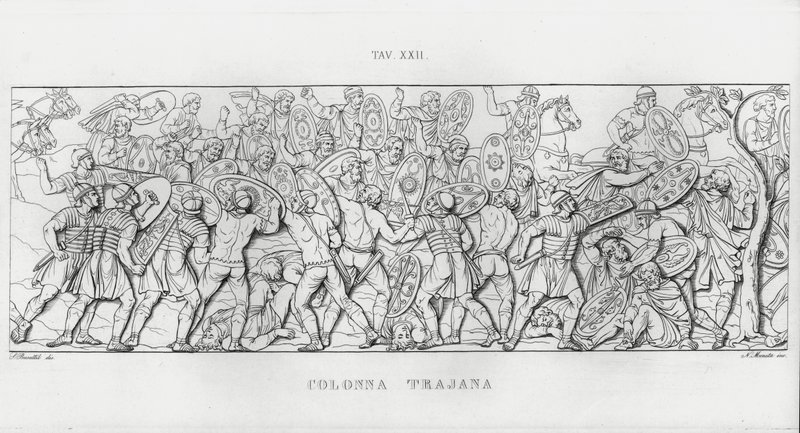 特拉贾纳柱（La Colonna Trajana），特拉贾纳柱（雕版印刷）。 作者 意大利学校
