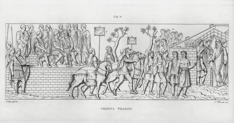 特拉贾纳柱（La Colonna Trajana），特拉贾纳柱（雕版印刷）。 作者 意大利学校