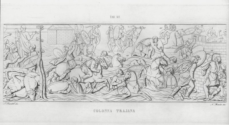 特拉贾纳柱（La Colonna Trajana），特拉贾纳柱（雕版印刷）。 作者 意大利学校
