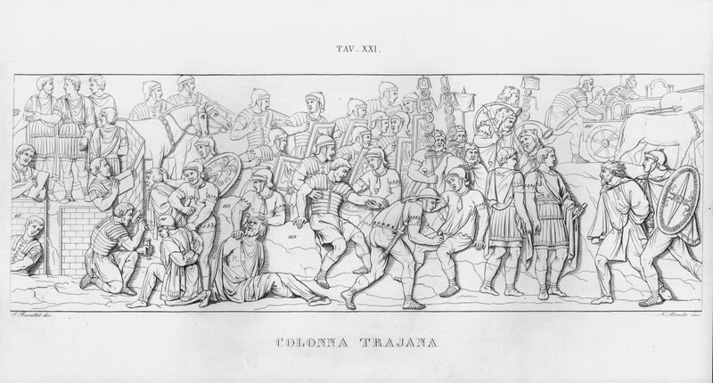 特拉贾纳柱（La Colonna Trajana），特拉贾纳柱（雕版印刷）。 作者 意大利学校
