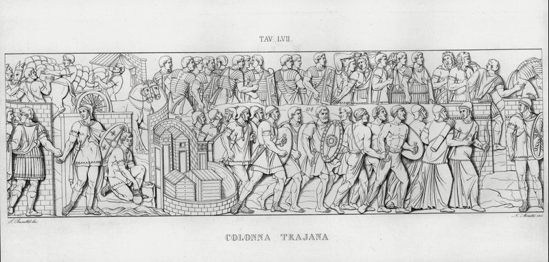 特拉贾纳柱（La Colonna Trajana），特拉贾纳柱（雕版印刷）。 作者 意大利学校