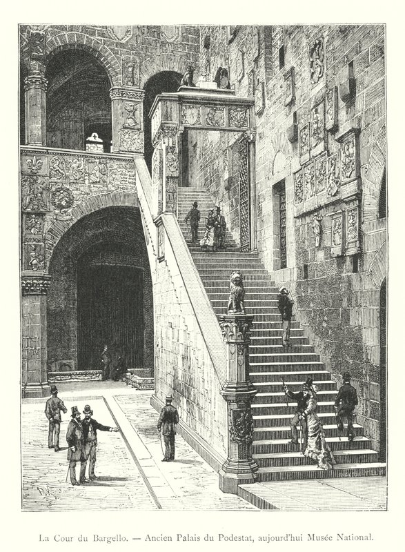 Cour du Bargello，前波德斯塔宫，现为国家博物馆（雕刻） 作者 意大利学校