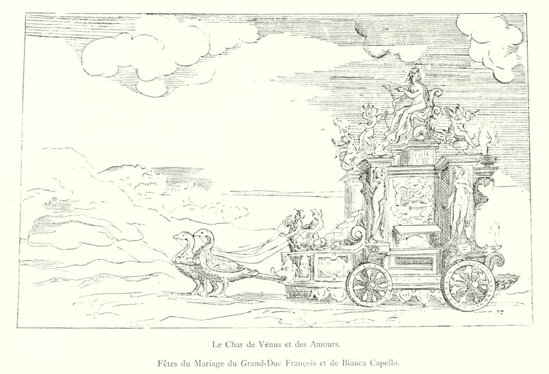 Le Char de Venus et des Amours，弗朗索瓦大公和比安卡卡佩罗的婚礼盛宴（版画） 作者 意大利学校