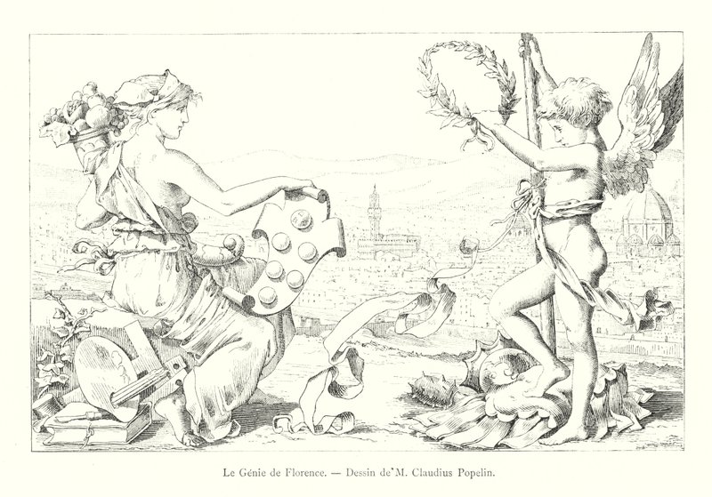 Le Genie de Florence, Dessin de M Claudius Popelin (engraving) 作者 意大利学校