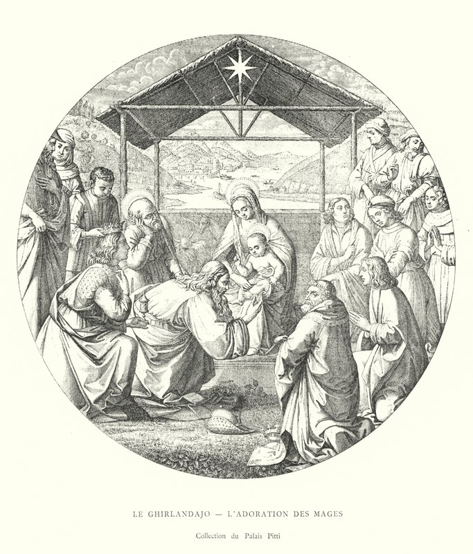 Ghirlandajo，贤士的崇拜，Pitti Palace 收藏（版画） 作者 意大利学校