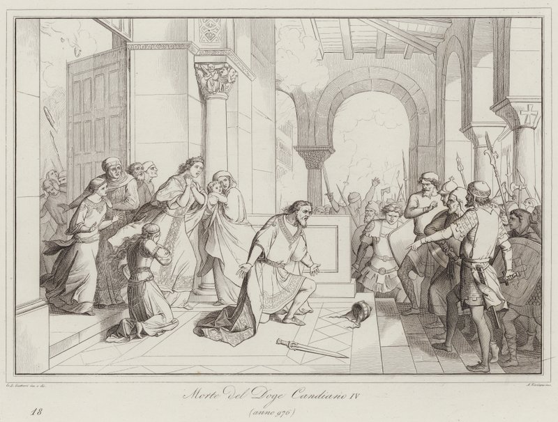 Morte del Doge Candiano IV, 976 (engraving) 作者 意大利学校