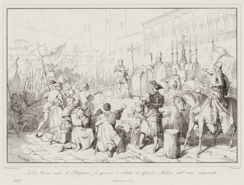 Nicolo Orsino conte di Pitigliano fa giurare i soldati di difender Padova dall