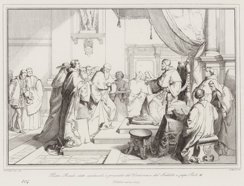 Pietro Bembo eletto cardinale, e presentato dal Contarini e dal Sadoleto a papa Paolo III 作者 意大利学校