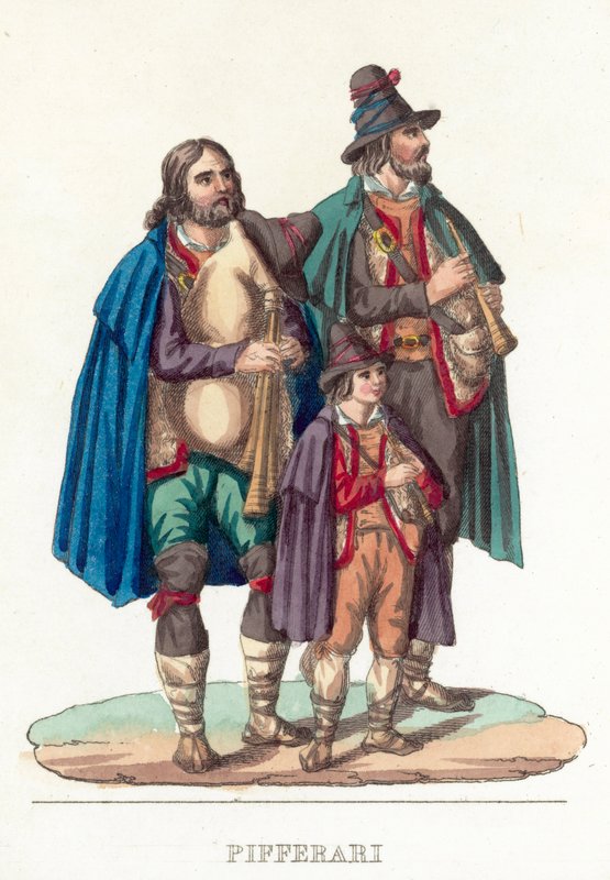 Pifferari (coloured engraving) 作者 意大利学校