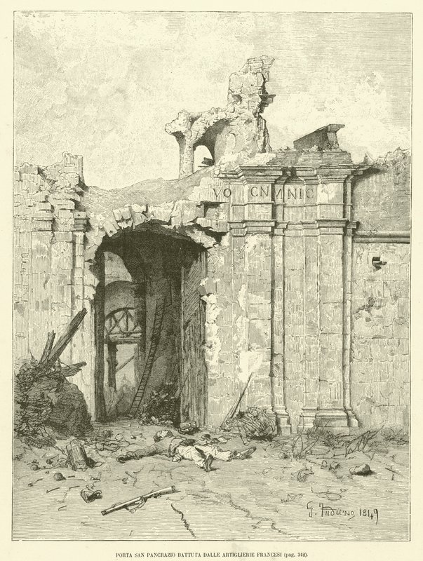 San Pancrazio Battuta Dalle Artiglierie Francesi的门（雕刻）。 作者 意大利学校