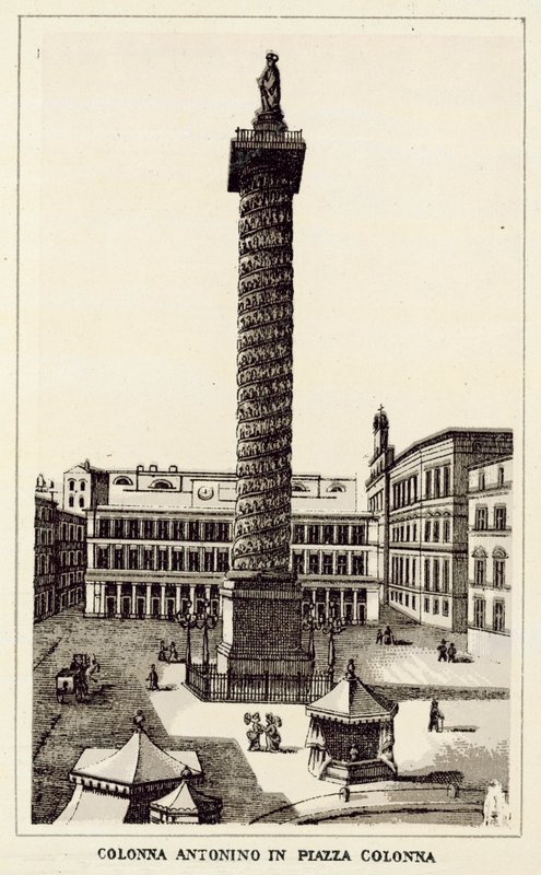 Roma: Colonna Antonino In Piazza Colonna (litho) 作者 意大利学校
