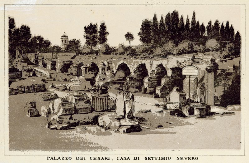 罗马：Palazzo Dei Cesari，塞普蒂米乌斯·塞弗勒斯之家（石版画） 作者 意大利学校