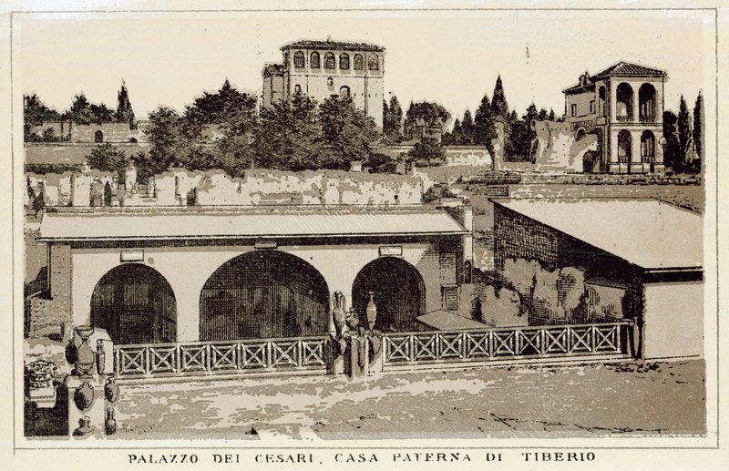 Roma: Palazzo Dei Cesari, Casa Paterna Di Tiberio (litho) 作者 意大利学校