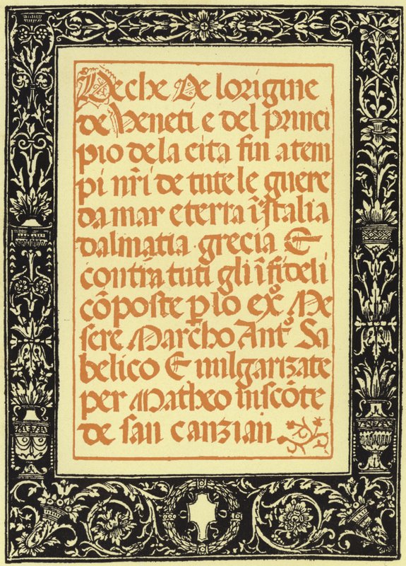 Marco Antonio Sabellico的Croniche 作者 意大利学校