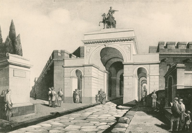 Erculaneum Gate就像（凹版印刷） 作者 意大利学校