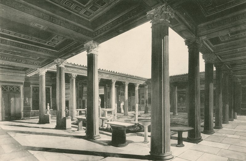 在Vettii的房子里的Peristyle（凹版） 作者 意大利学校