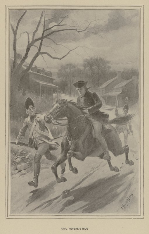 保罗·里维尔的骑行（石版画） 作者 J.（之后）尖塔·戴维斯（Steeple Davis）