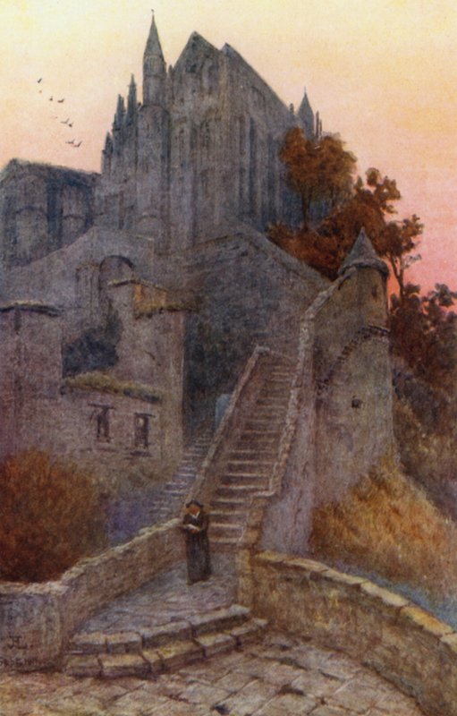 La Merveille，圣米歇尔山（彩色石版画） 作者 J·哈德威克·刘易斯
