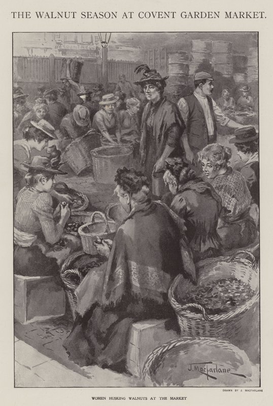 伦敦考文特花园市场的核桃季（石版画） 作者 麦克法伦