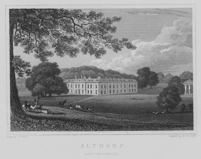 北安普敦郡阿尔索普（Althorp）（雕刻）。 作者 约翰·普雷斯顿·尼尔