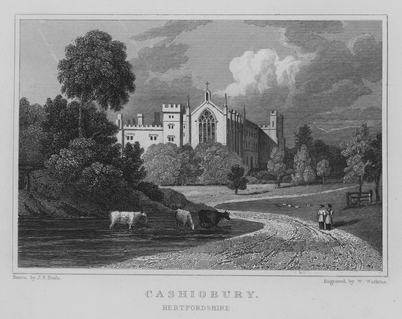 Cashiobury, 赫特福德郡 (雕刻) 作者 约翰·普雷斯顿·尼尔