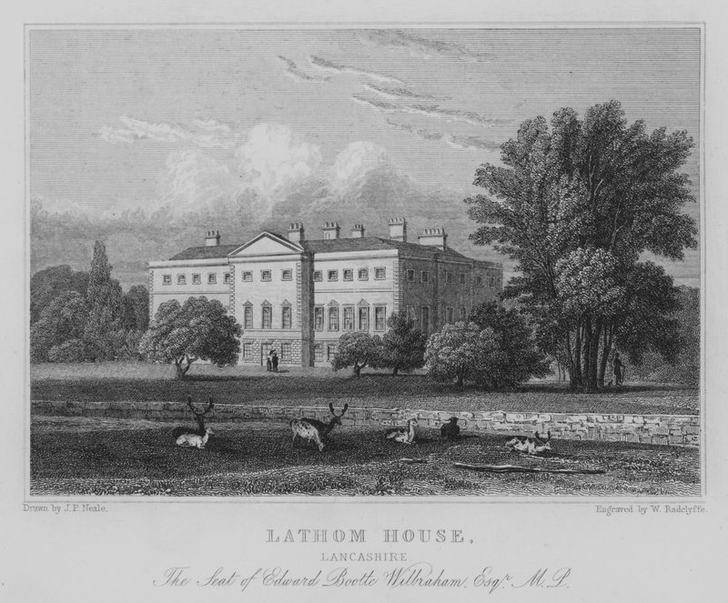兰开夏郡Lathom House，Edward Boolte Wilbraham, Esquire, MP的座位（雕刻）。 作者 约翰·普雷斯顿·尼尔