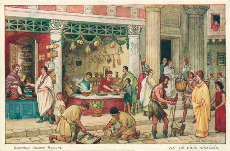 Ancient Roman street scene (colour litho) 作者 威廉姆森