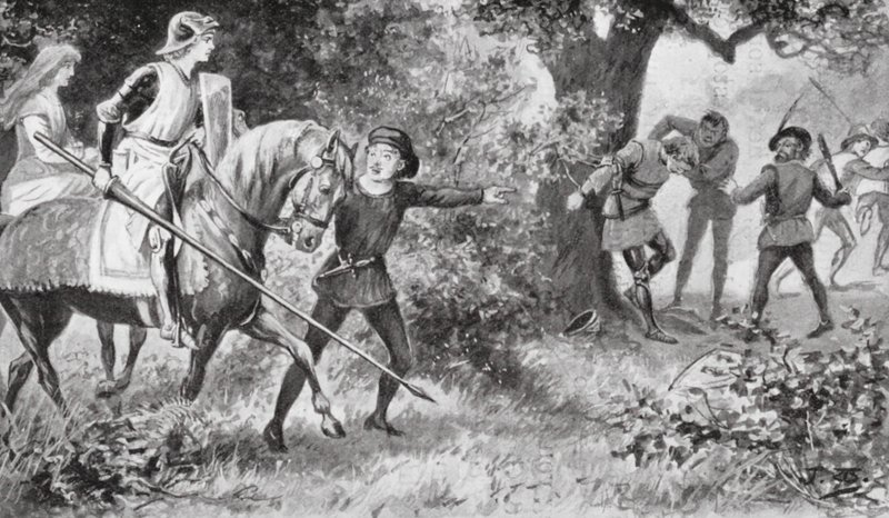 加列斯冲向强盗，大胆出击，使他们落荒而逃（石版画） 作者 威廉姆森