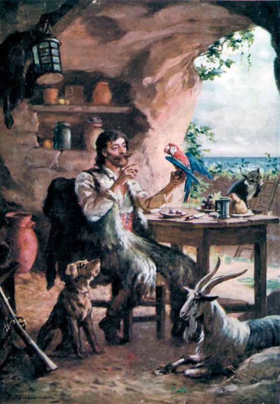 Robinson Crusoe (colour litho) 作者 威廉姆森