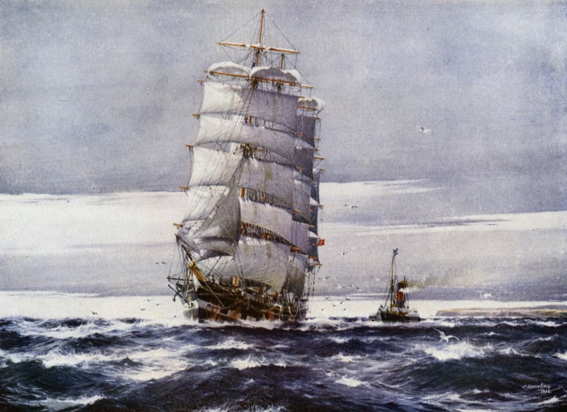 Clipper Ships: Carlisle Castle (colour litho) 作者 杰克（后）刺