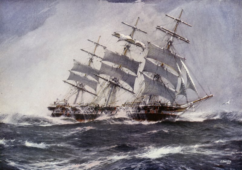 Clipper Ships：Sobraon（彩色石版画） 作者 杰克（后）刺