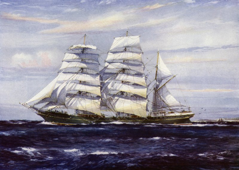 Clipper Ships: Strathdon (colour litho) 作者 杰克（后）刺