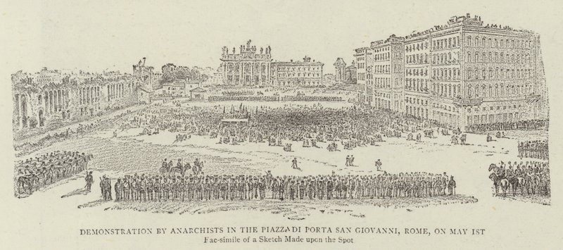 1891年5月1日，无政府主义者在罗马的Piazza di Porta San Giovanni示威 作者 詹姆斯·A·希曼