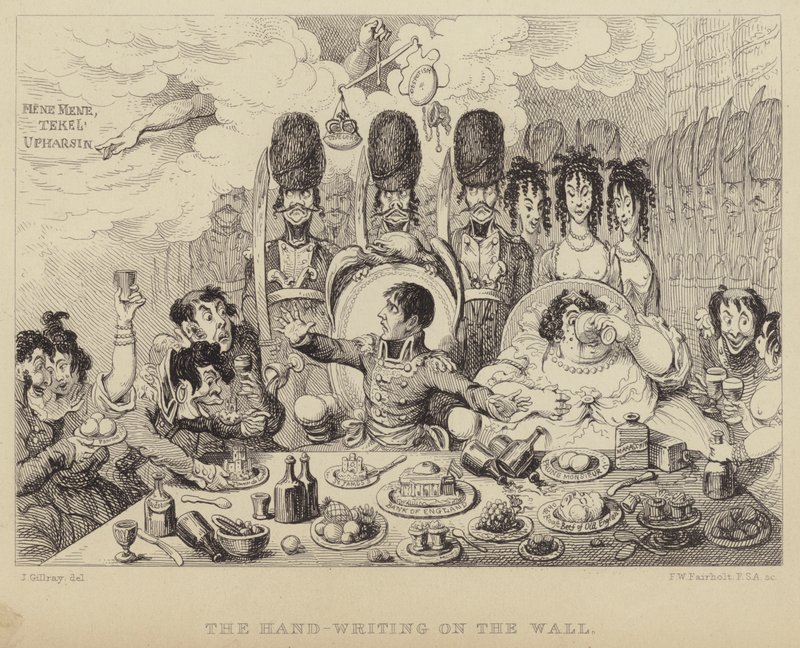 The Hand-writing on the Wall: parody on Belshazzar