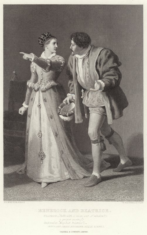 Benedick和Beatrice，Ado about Adothing，Act IV，Scene I 作者 詹姆斯·道森·沃森