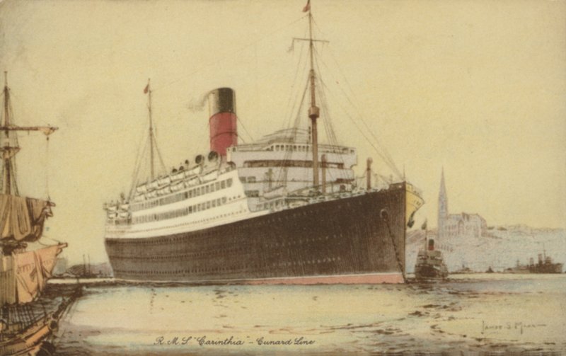 Cunard liner RMS Carinthia（彩色光刻） 作者 詹姆斯·斯克林杰