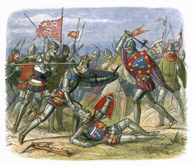 King Henry V attacked by the duke of Alencon at the battle of Agincourt 作者 詹姆斯·威廉·埃德蒙·道尔