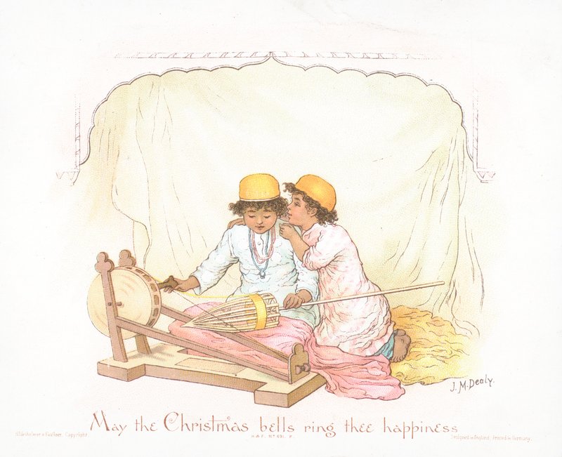 阿拉伯男孩，圣诞贺卡（chromolitho） 作者 Jane M. Dealy