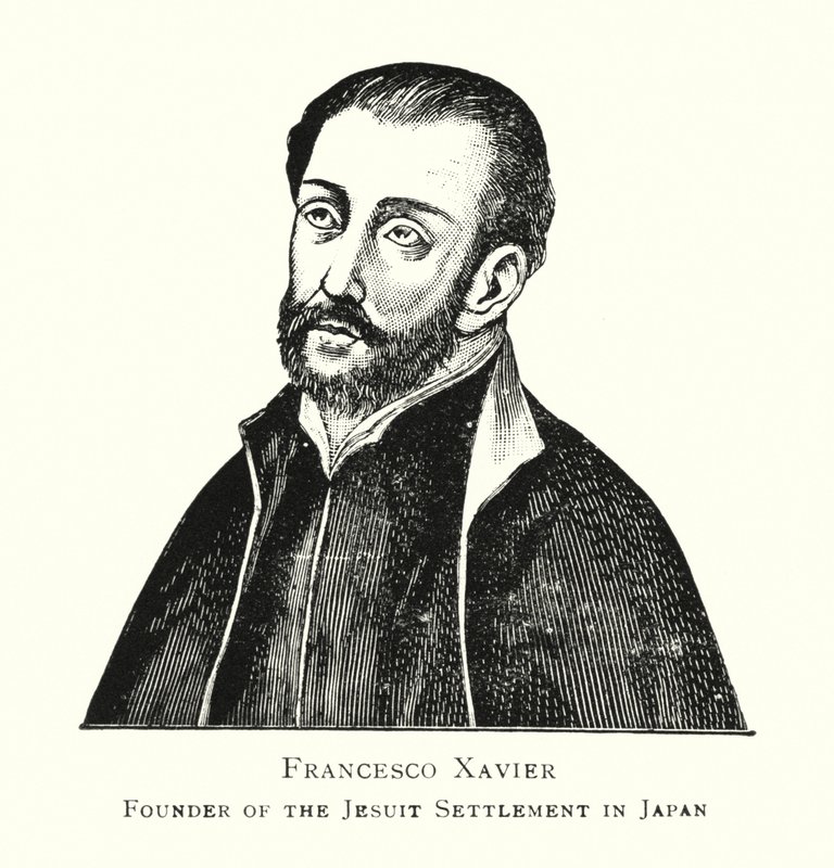 Francesco Xavier，日本耶稣会定居点（石版画）的创始人 作者 日本学校