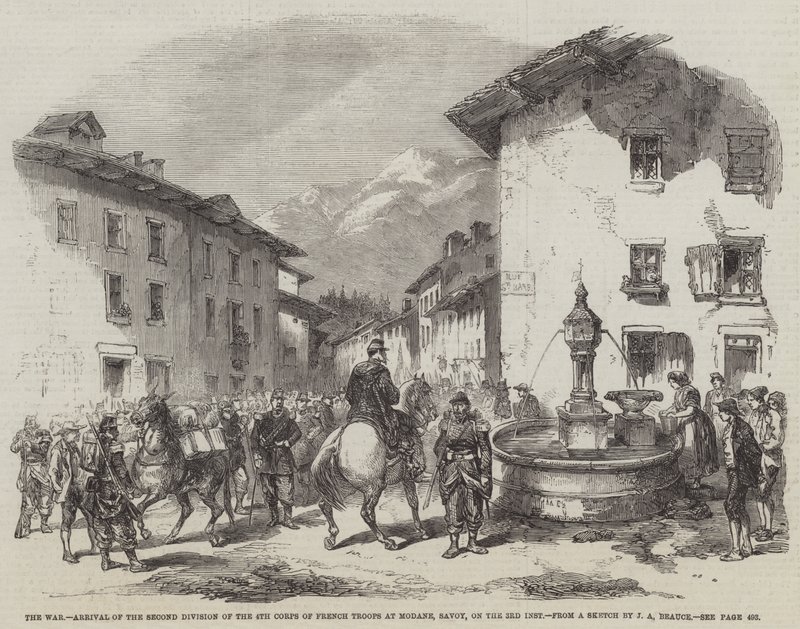 战争，第3军的第4师，法国军队第2师在Modane，Savoy，3日到来 作者 让·阿道夫·博斯