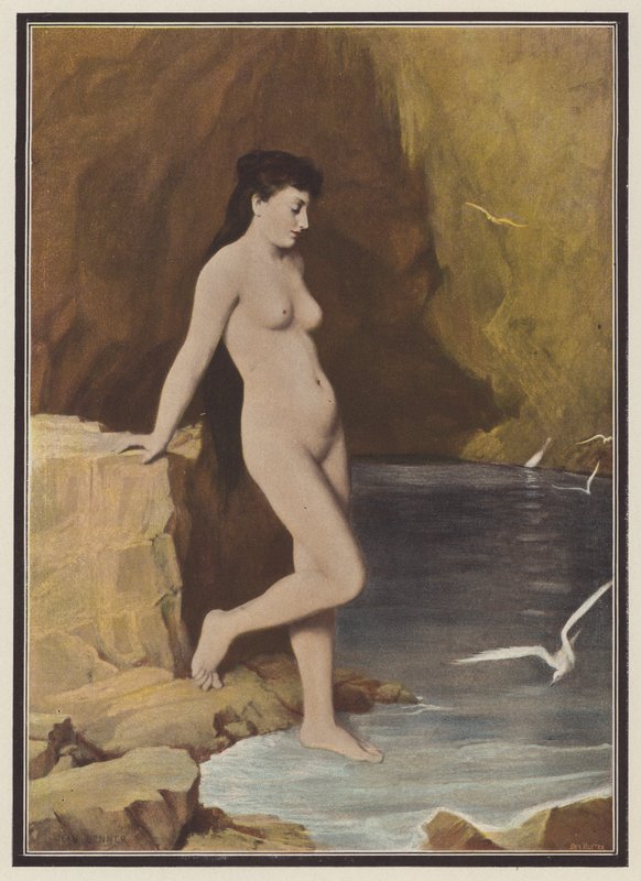石窟中的仙女（彩色石版画） 作者 让·本纳