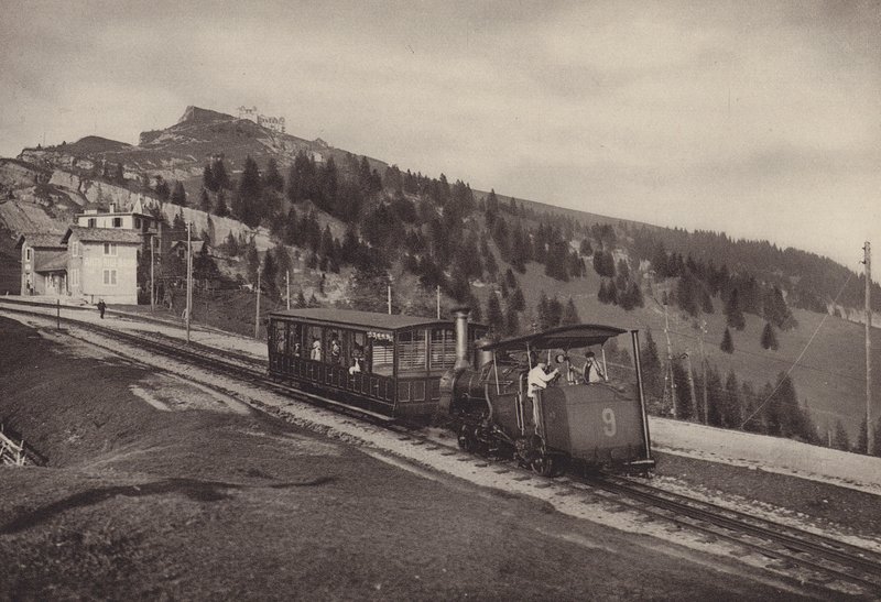 Vitznau Rigi Kulm, Zahnradbahn (b/w photo) 作者 让·加贝雷尔