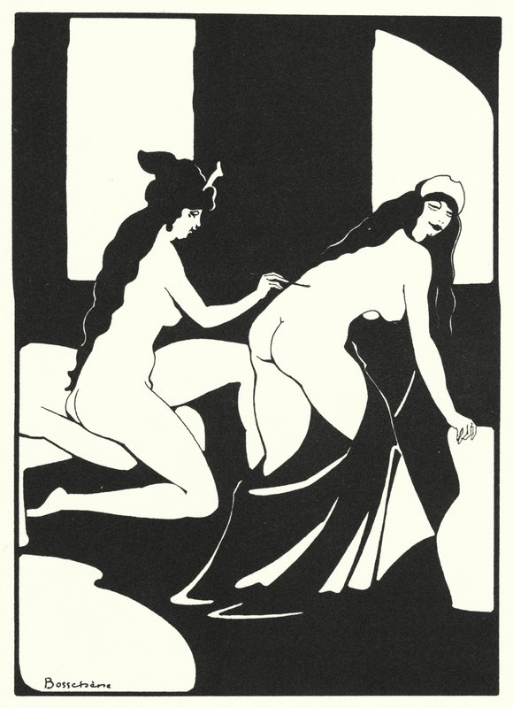 奥维德的爱情书：让她的身体成为活字（彩色石版画） 作者 让·德博谢尔