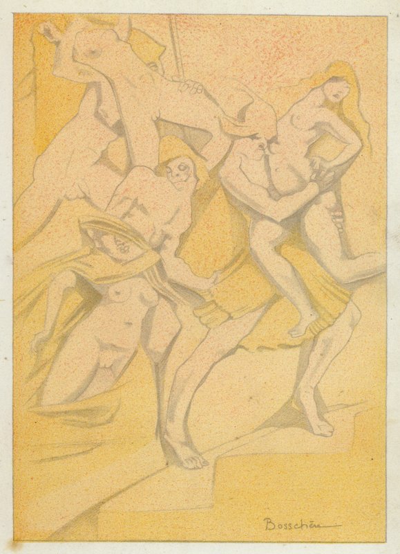 奥维德的爱情书：罗马人还是带走了女人（彩色石版画） 作者 让·德博谢尔