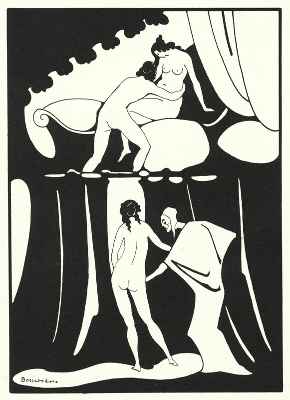 奥维德的爱情书：她乐于亵渎婚床的贞洁（彩色石版画） 作者 让·德博谢尔