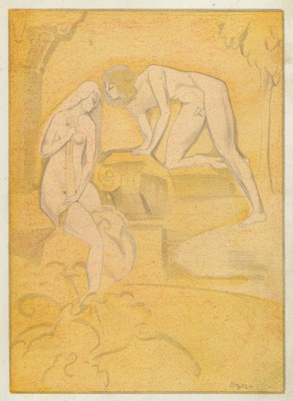 奥维德的爱情书：菲比斯给戴安娜的吻（彩色石版画） 作者 让·德博谢尔