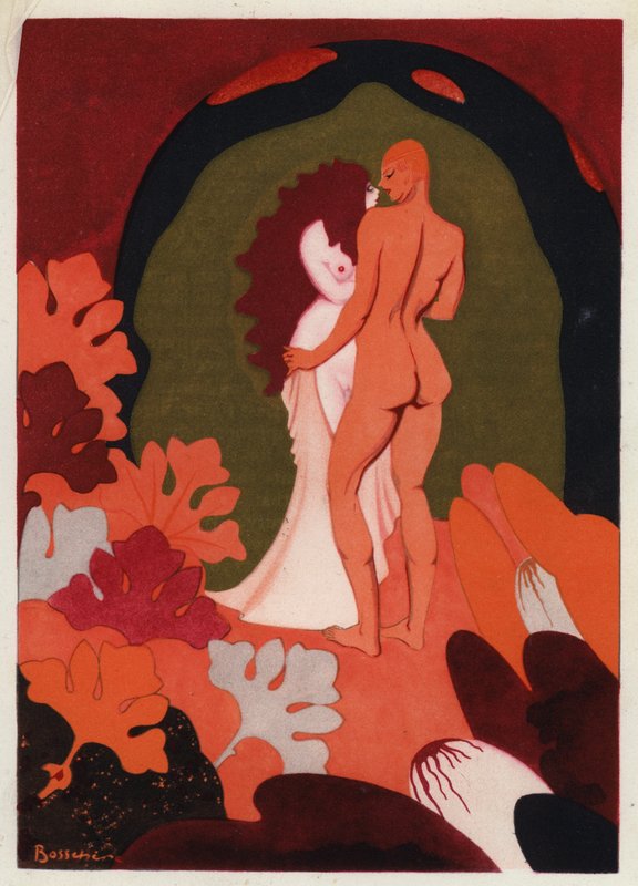 奥维德的爱情书：把她轻轻地按在我身边（彩色石版画） 作者 让·德博谢尔