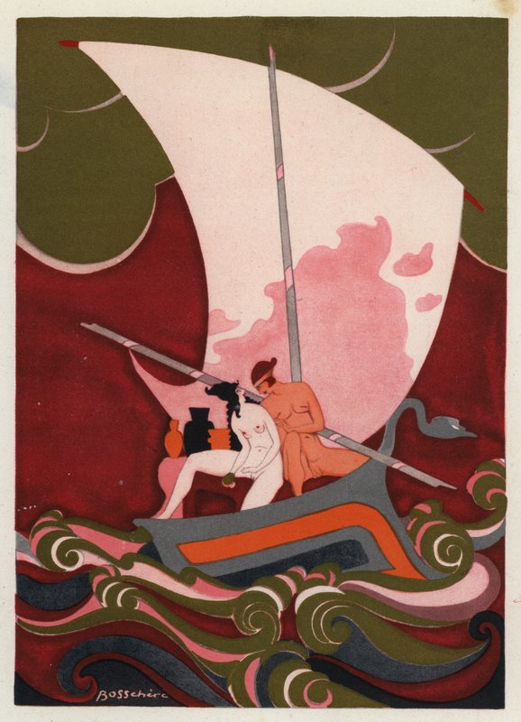 奥维德的爱情书：当你航行在公海上（彩色石版画） 作者 让·德博谢尔