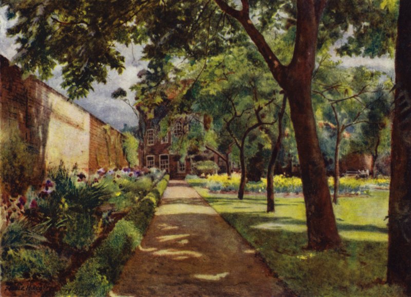 Hogarth House, View of House and Garden (colour litho) 作者 杰西·麦格雷戈